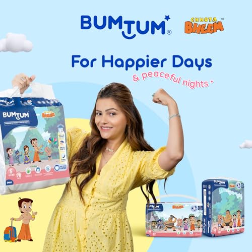 Bumtum Chota Bheem Medium Baby Diaper Pants, 72 Count, Leakage Protection Infused With Aloe Vera, Cottony Soft High Absorb Technology (Pack of 1)