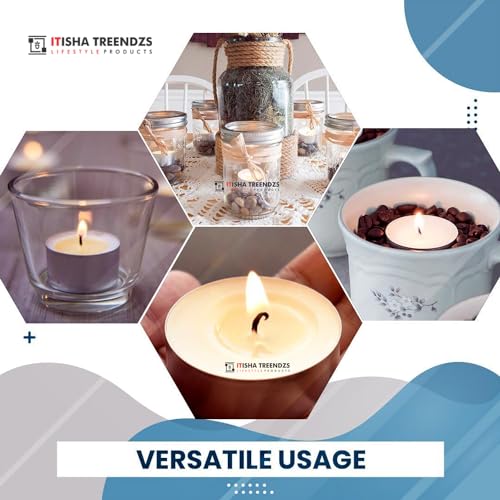 Itisha Treendzs 8-9 Hour Burn Time, Long Burning Tealights, Tea Lights Candles Long Burning - 9 Hour Tealights Unscented White Candles (Set of 75)