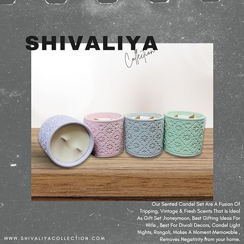 Shivaliya Collection High-Strength Concrete Quinn Shape Candle Jar with Aroma Fragrance | Premium Scented Soy Wax Fill | 20-25 Hr Burn Time | Home Decor Item | Gifts for Memorable - (Large, Lavender)