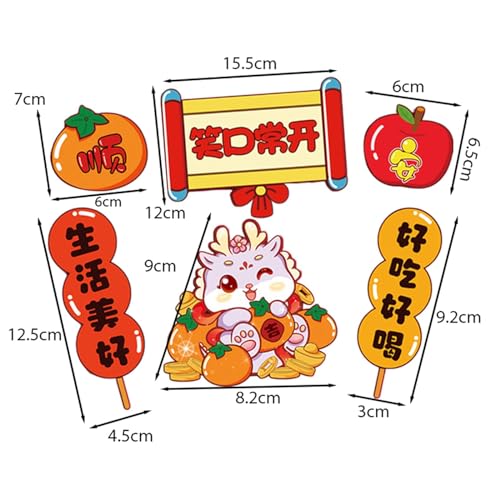 CALANDIS® 6Pcs 2024 Chinese New Year Refrigerator Magnets for Spring Festival Party | 6 Fridge Magnets