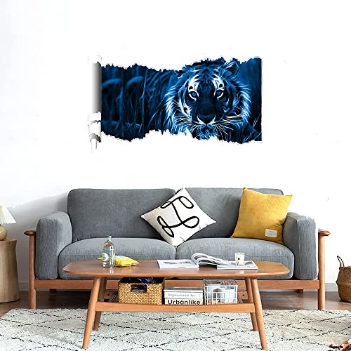 GADGETS WRAP Printed Wall Decal Sticker Scratched Paper Style Wall Decal (90cm x 50cm) - Blue Tiger