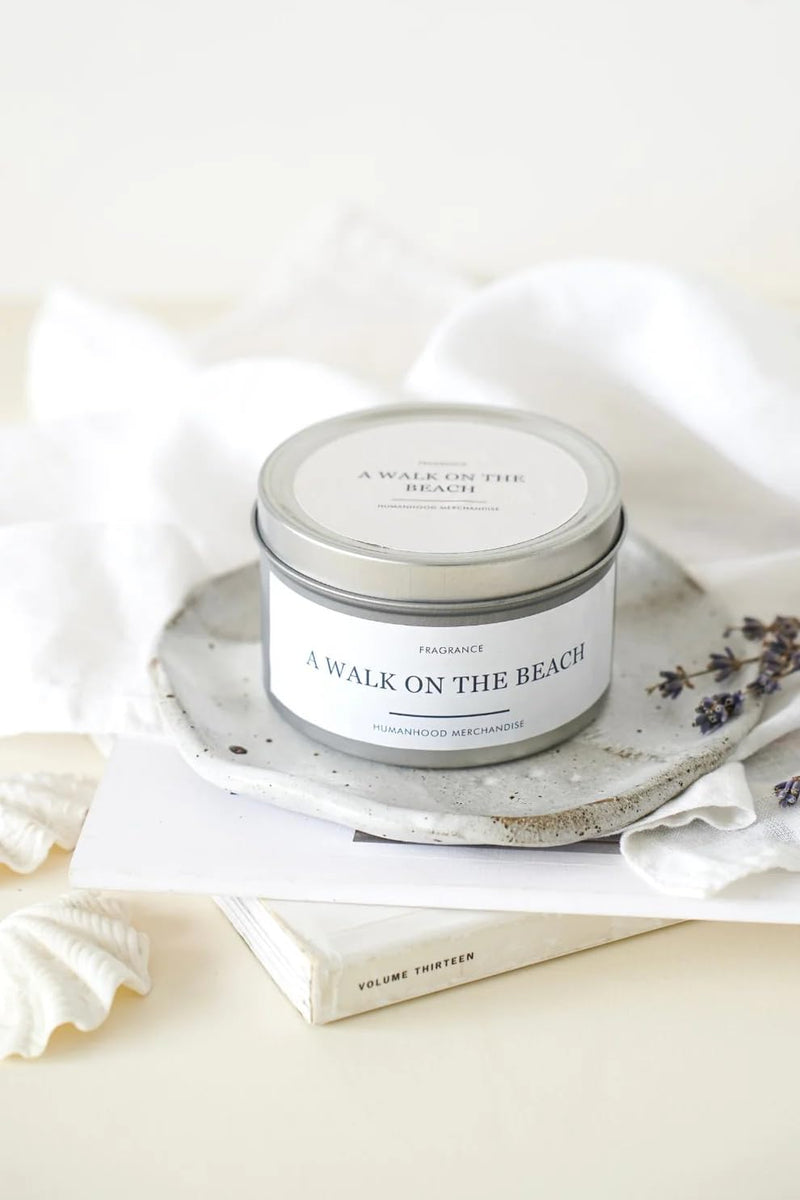 A Walk On The Beach Candle - Pure Soy Wax - 150g - Ocean Breeze Fragrance Calming and Soothing Desk Essential - Naval Blue