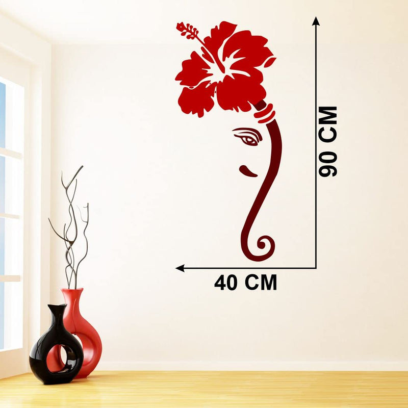 Delight Art Flower with Ganesh Wall Sticker Size - (40 * 90) cm Model id - (DAMC00327L)