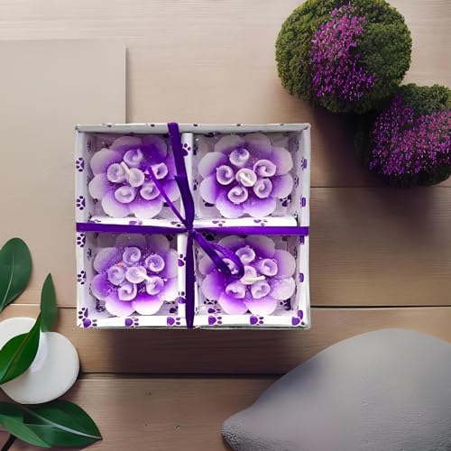 The Decor Affair Radiate Love and Light with These Unique Rose Candle Blossoms - Set of 4 Stunning Multicolour Floating Candles (Purple)