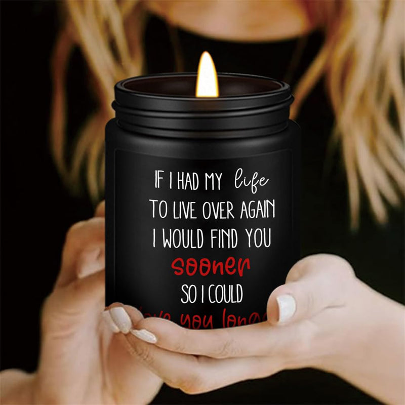 Valentines Day Gifts for Boyfriend from Girlfriend Love Candle Funny Gifts for Husband from Wife - 7 Oz Lavender Scented Soy Canle - Romantic Birthday Anniversary Presents for Him Men