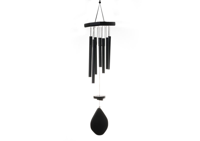 Tej Gifts - Feng Shui Metal Wind Chime 7 Pipes Black Rods Indoor/Outdoor Hanging Good Luck Charm Chimes Gift Item