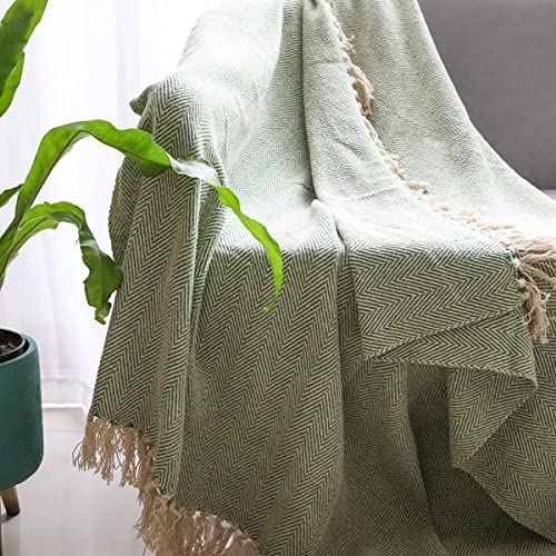 Welfic 100% Cotton Super Soft & Breathable Throw Blanket (Green)