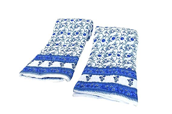 SK STORE Cotton Jaipuri Razai Traditional Sanganeri Print Light Weight razai Single Bed Quilt/Blanket -Set of 2 (White Booti, Single Bed)