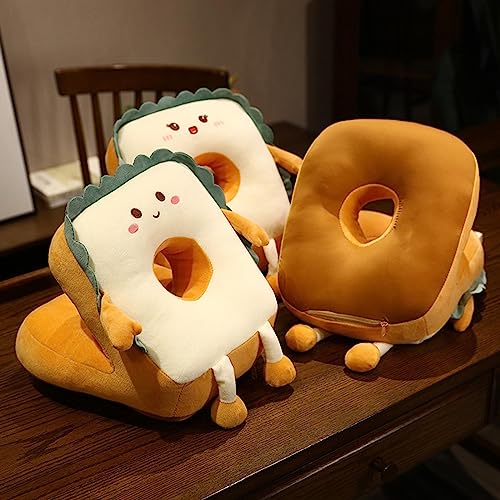 CALANDIS® Cute Toast Nap Pillow Seat Cushion Pad Ice Silky Cloth Travel Pillow 25X30Cm Happy | 1 Nap Pillow