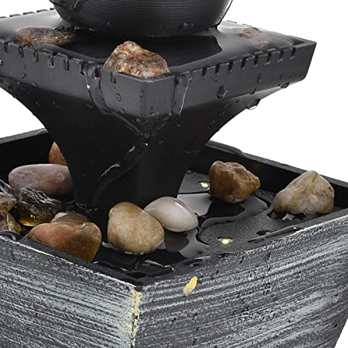 Set of 2 USB Desktop Fountain, 3V Tabletop Ball Fountain Easy to Use Fashion with Stones for Living Room for Bedroom for Office