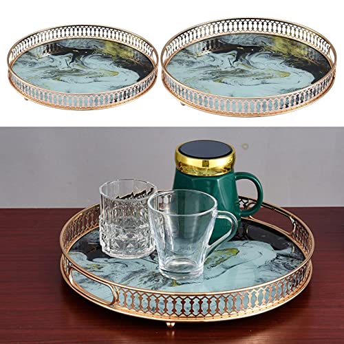 CALANDIS Mirror Vanity Trinket Bathroom Decorative Serving Tray Dresser Jewelry 32cm