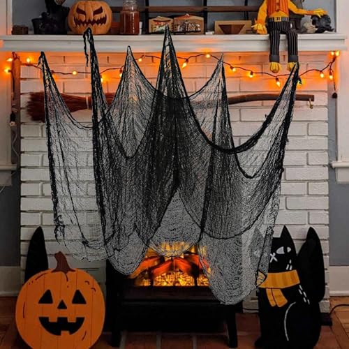 UJEAVETTE Halloween Creepy Cloth Halloween Spooky Fabric Cloth for Party Entryway Home Black