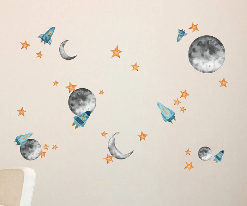 Decor Kraft Moon and Stars Wall Sticker & Decal,Size- 58 Cm X 38 Cm,Abstract