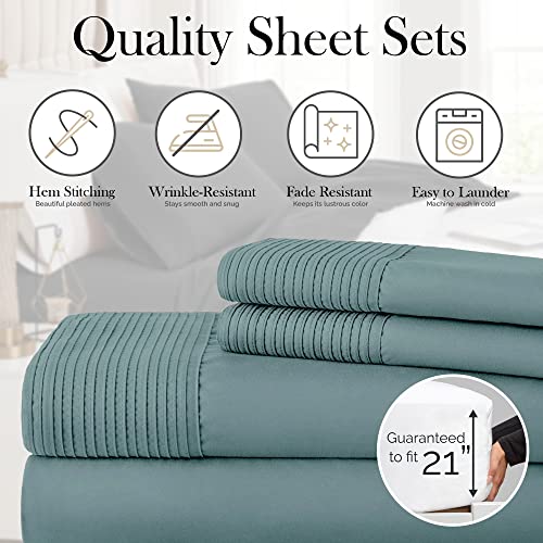 Southshore Fine LinensÃƒÂ‚Ã‚® - 4 Piece - Extra Deep Pocket Pleated Sheet Set, Queen, Steel Blue by Southshore Fine Living, Inc.