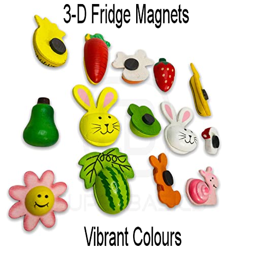 SuperBasics Mix Wooden Fridge Magnets | Randomly Selected 12 Pieces