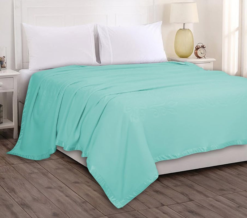 VAS COLLECTIONS True North Luxury Micro Fleece Blanket/AC Quilt/Dohar With Antipill Property For Double Bed (90 x 86 inches) |UltraSoft & Lightweight Antipilling Blanket With Satin Piping Border(Aqua)