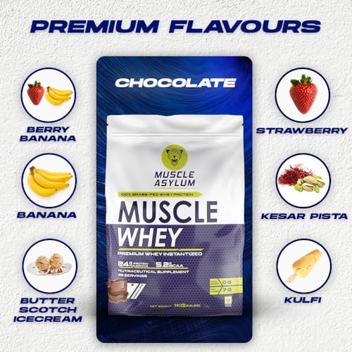 Muscle Asylum Premium Whey Protein l 1kg, 25 Servings l Double Chocolate l With Genuine Lab Reports l Muscle Building & Recovery | Increased Muscle