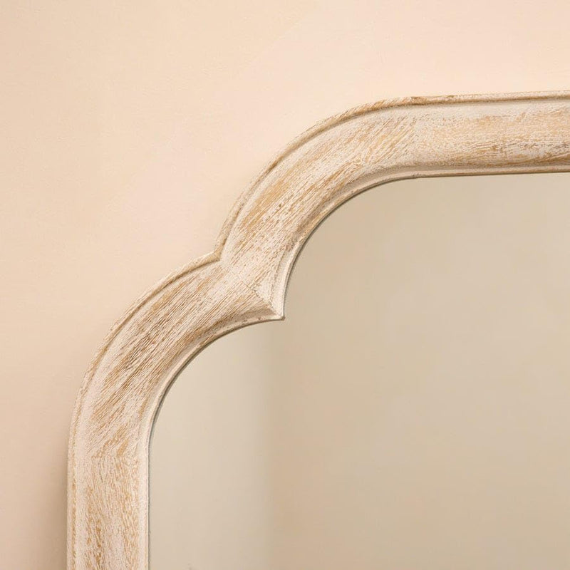 Aafiyat Full Length White Washed Wood Arched Mirror Frame 150CM X 60CM Anticq Finish Natural Wood Only Frame with Out Mirror No Glass