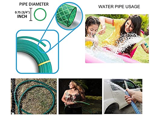 ANNA AGRO (Size : 3/4, (0.75) Inch, Length : 30 Meters, Green) 3 Layered Heavy Duty Braided Water Hose Pipe for Watering Easy to Connect, Garden, Car Wash, Floor Clean, Pet Bath, Yard.