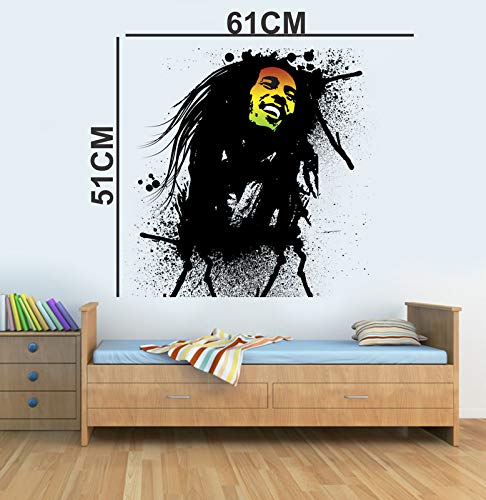 Sahaj Decor Coloured Face Bob Marley Splash Sticker | Wall Sticker for Living Room -Bedroom - Office - Home Hall Decorative Stickers