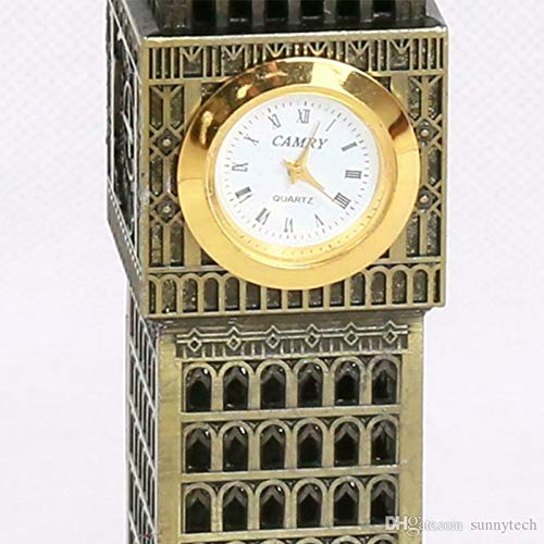 PartyFlex Metal 26 cm Tall Big Ben Clock Tower Statue Showpiece for Table Home Office- Golden