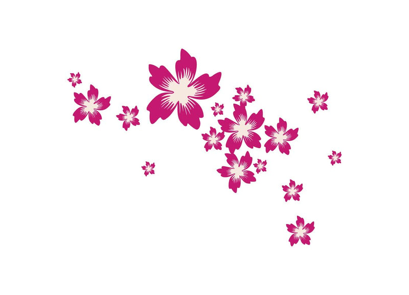 K2A Design Beautiful Pink Flower Wall Sticker Multicolor PVC Vinyl 80x110 Cm