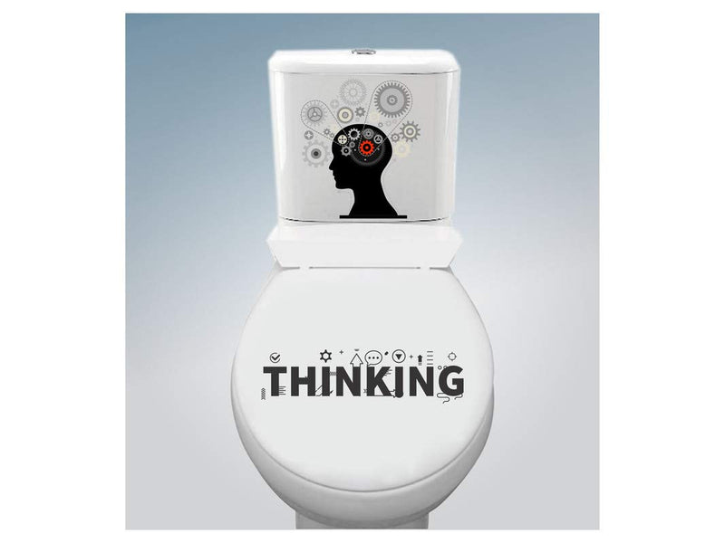 DivineDesigns™ Thinking Creative Toilet Seat Sticker (Size :- 38 X 33 cm)