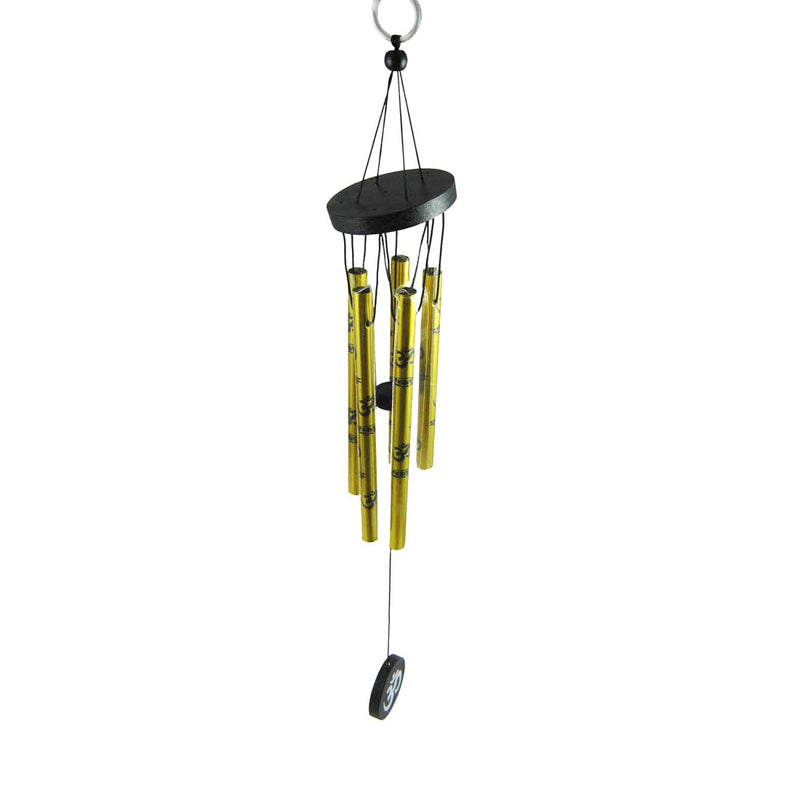 DealFry® Feng Shui Metal Wind Chime 5 Golden Pipes with Om for Positive Energy, Hanging Wind Chime for Home, Balcony and Bedroom, Made in India Best for Gifting