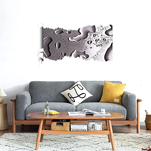 GADGETS WRAP Printed Wall Decal Sticker Scratched Paper Style Wall Decal (90cm x 50cm) - Water Drops on Silver Surface