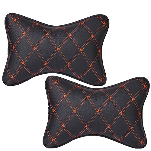 Able Elite Neckrest Necksupporters Pillow Black & Tan for Mini Cooper 3 Door Set of 2 pcs