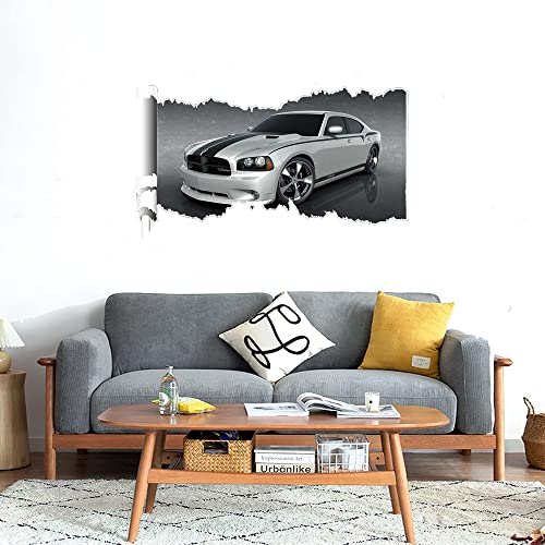 GADGETS WRAP Printed Wall Decal Sticker Scratched Paper Style Wall Decal (90cm x 50cm) - White Car