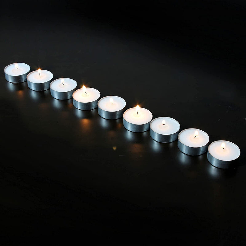 Coku Unscented Tealight Candles | 4.5 Hour Long Burn Time | Smokeless and Dripless White Tea Light Candles | Small Tea Candles for Diwali Home, Travel, Weddings, Party & Emergencies (100 Pack)