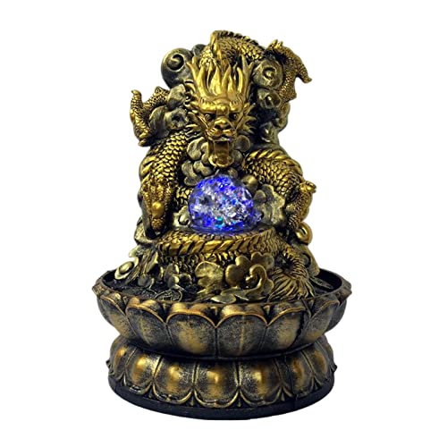 CALANDIS Indoor Water Fountain Feng Shui Waterfall Statue Ornaments with Rolling Ball