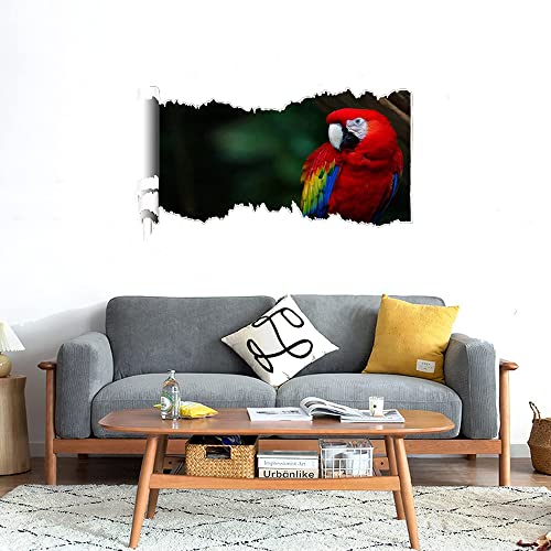 GADGETS WRAP Printed Wall Decal Sticker Scratched Paper Style Wall Decal (90cm x 50cm) - Red Parrot