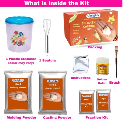 Ubrighty 3D Casting Kit for Baby, Hand Print and Foot Print, Printing kit, Molding Clay, Moulding Powder for Hand and Foot Casting, (Baby Casting KIT)