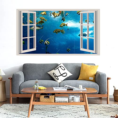 GADGETS WRAP Printed Wall Decal Sticker Fake Window Style Decal (90cm x 50cm) - Under Water Shot