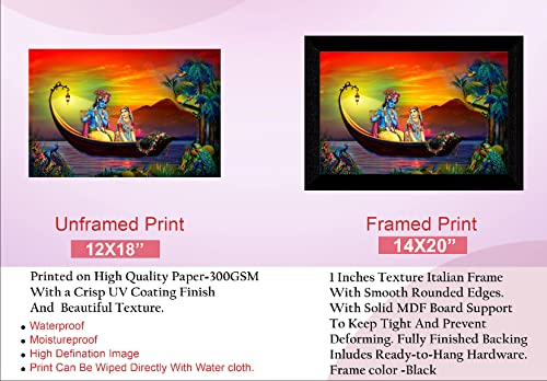 SAF Pack of 1 Radha krishna religious modern art wall painting with framed for living room 11 inch x 14 inch CANFM31334