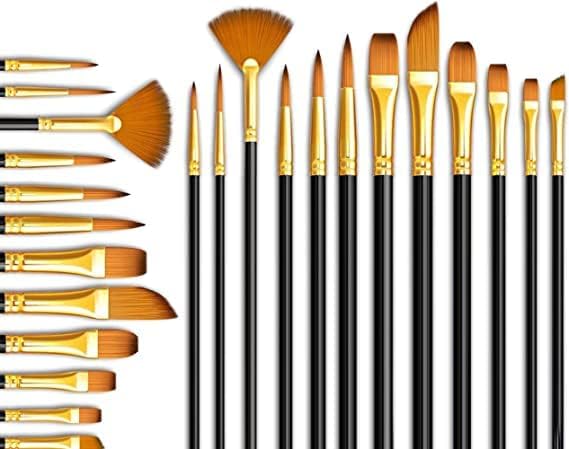 Twizzle Art Brush Set for Artists, Painting Brushes Set of 12 Professional Round Pointed Tip Nylon Hair Artist Acrylic Paint Brush for Acrylic/Water Colour/Oil Painting