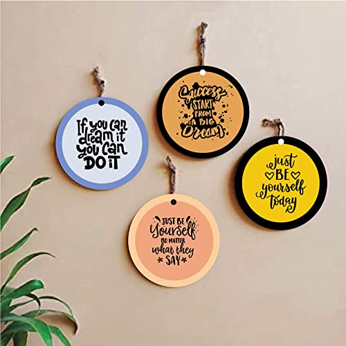 woopme® 4 PCs Positive Quotes Printed Wall Hanging For Home Living Room Hall Wall Decor (8 x 8 Inch)