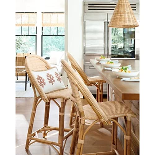 THE INSIDE PROJECT Synthetic Rattan Paris Barstool Sunwashed for Home Decor (Beige)