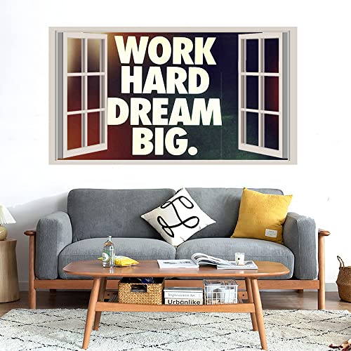 GADGETS WRAP Printed Wall Decal Sticker Fake Window Style Decal (90cm x 50cm) - Work Hard