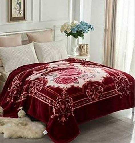 Bezzilish Home Rose Printed Korean Double ply Doublebed Mink Blanket with Fancy Bag Packing (Pack of 1)