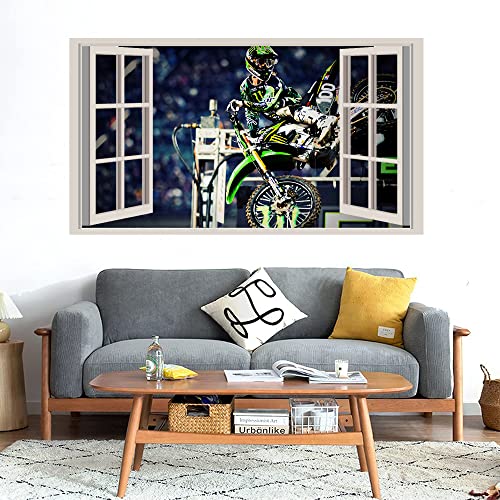 GADGETS WRAP Printed Wall Decal Sticker Fake Window Style Decal (90cm x 50cm) - Motocross