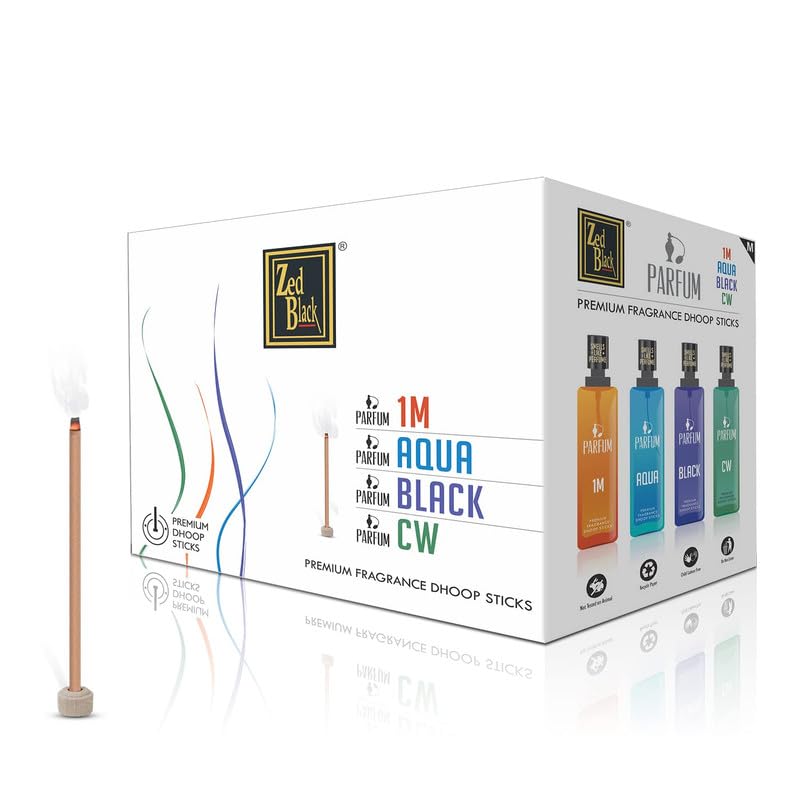 Zed Black Premium Fragrance Bamboo less Dhoop Incense Sticks Pack of 12 (4 * 3) for Everyday Use - Aroma Incense Sticks (20 Sticks of 7.5 cm per Pack)