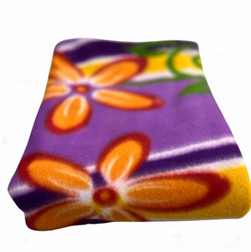 Fashion String 125GSM Blossom Bliss Woolen Blend Single Fleece Blanket - 53"X95", Purple