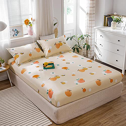 Fitted Sheet 1PCS 100% Cotton Long Staple Combed Pure Natural Cotton Sheet Soft & Silky Sateen Weave with Elastic All Around - Fits Mattress Upto 9.8 inches