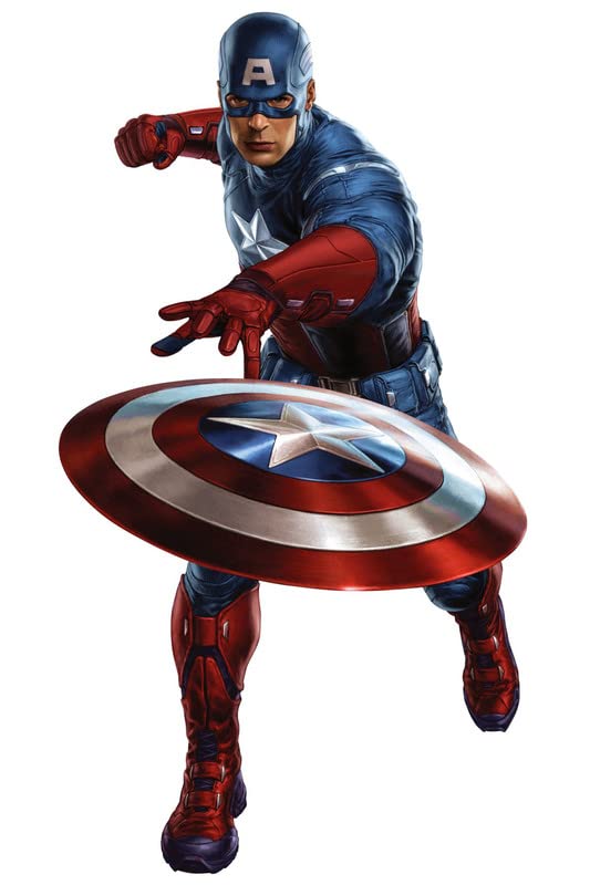 SK Graphics Captain America Standing Wall Sticker (Multicolor PVC Vinyl)