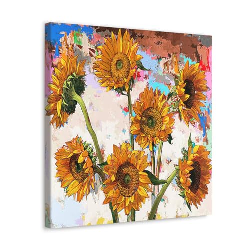 GADGETS WRAP Canvas Gallery Wrap Framed for Home Office Studio Living Room Decoration (17x17inch) - Sunflowers