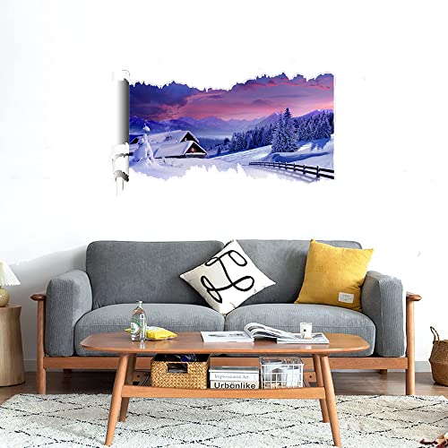 GADGETS WRAP Printed Wall Decal Sticker Scratched Paper Style Wall Decal (90cm x 50cm) - Winter Landscape