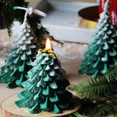 Christmas Candle Aesthetic Soy Wax Candles for Home Décor New Year Decorative Gift Candle Home Party (Christmas Tree – Green)